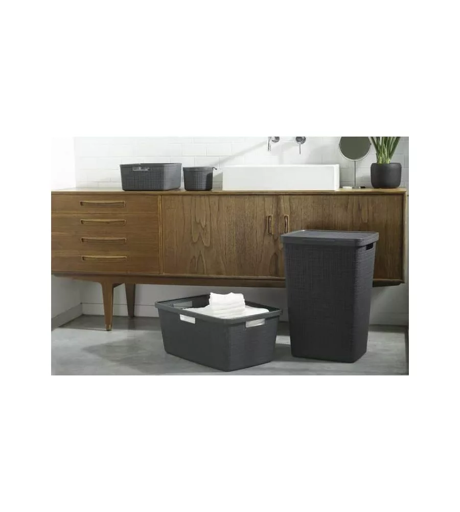 CESTA PORTABIANCHERIA "JUTE" KETER NERO - 59x39x26 CM